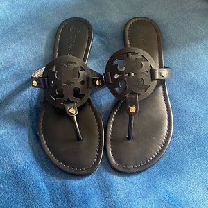 Tory Burch Black Miller Soft Sandals Sz 9